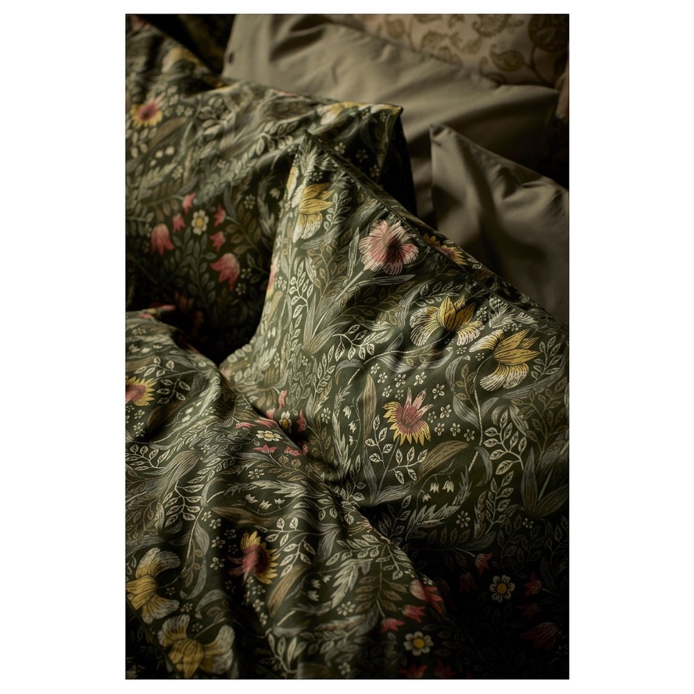 IKEA KARRDUNORT Floral Green Duvet Cover and Pillow Sham